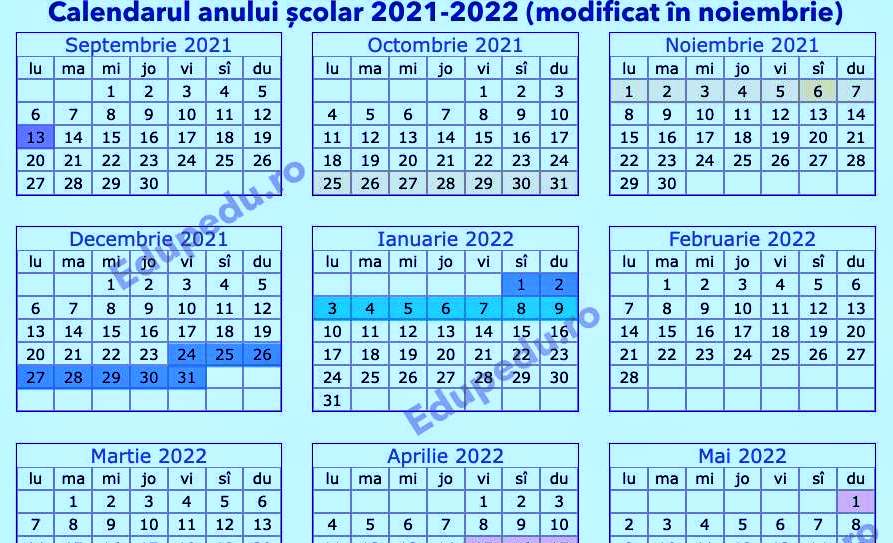 NOU Calendarul Anului școlar 2021-2022 în Format Printabil / Data De 23 ...