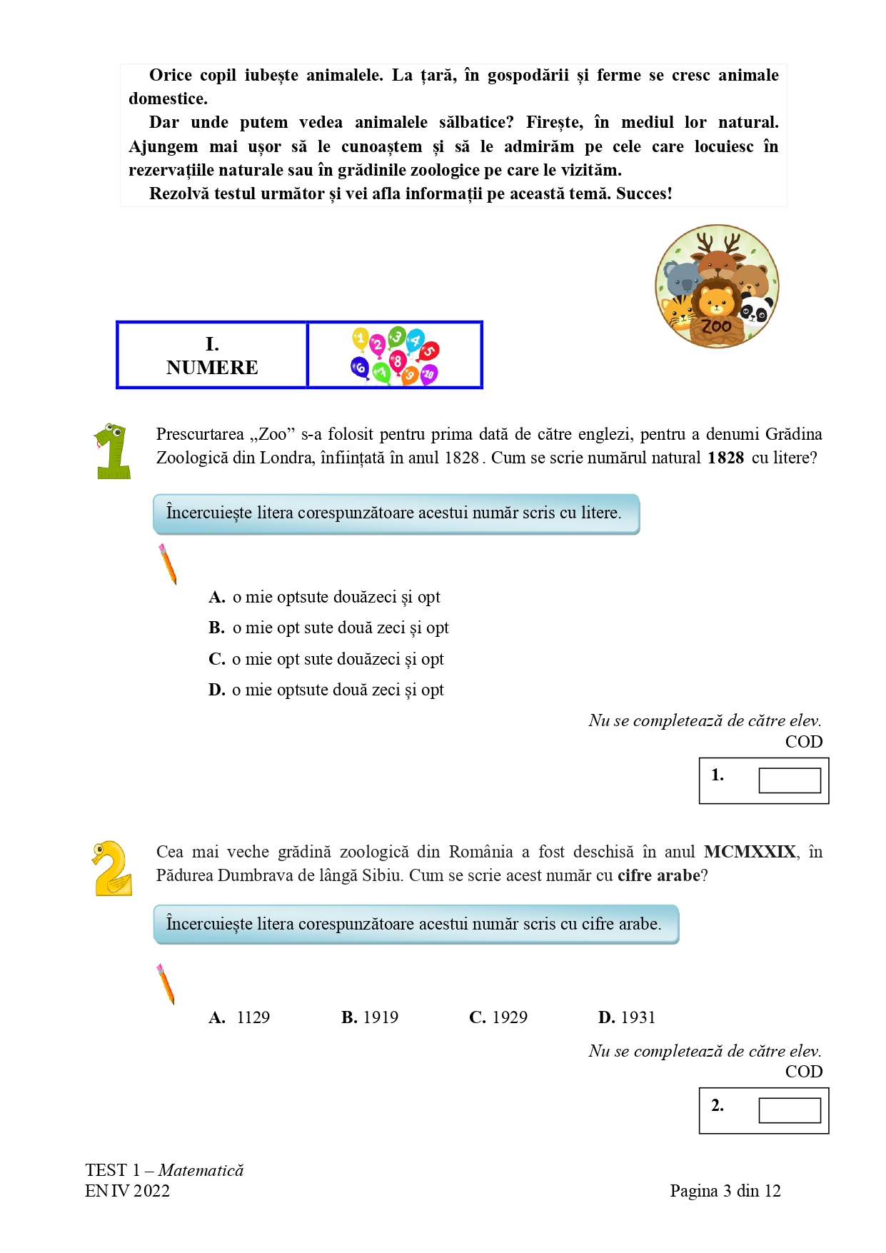 Subiectele Date Azi La Matematică La Evaluarea Națională Pentru Clasa A ...