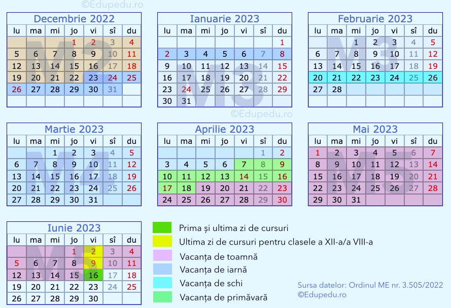 NOU Calendarul Anului școlar 2022-2023 Pentru Fiecare Județ, în Format ...